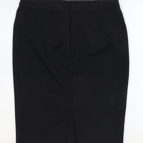 Marks and Spencer Womens Black Cotton Straight & Pencil Skirt Size 12 Zip