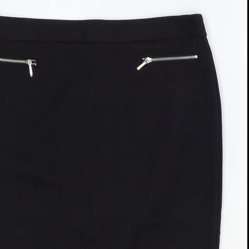 Marks and Spencer Womens Black Cotton Straight & Pencil Skirt Size 12 Zip