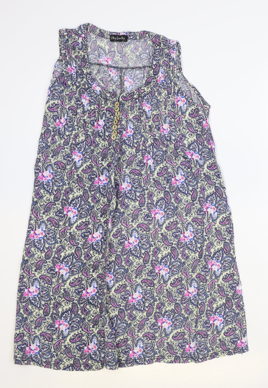 Mey Lon Mey Womens Multicoloured Geometric Polyester Basic Blouse Size L Scoop Neck