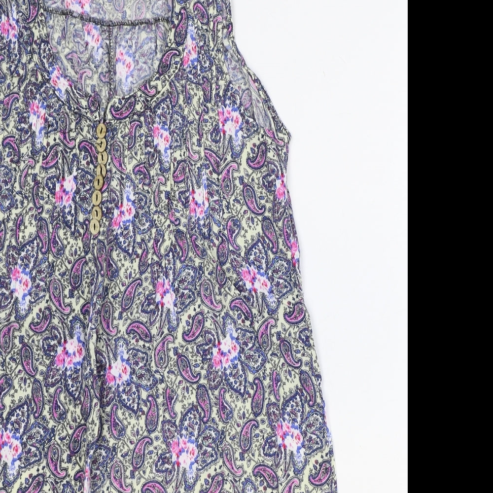 Mey Lon Mey Womens Multicoloured Geometric Polyester Basic Blouse Size L Scoop Neck