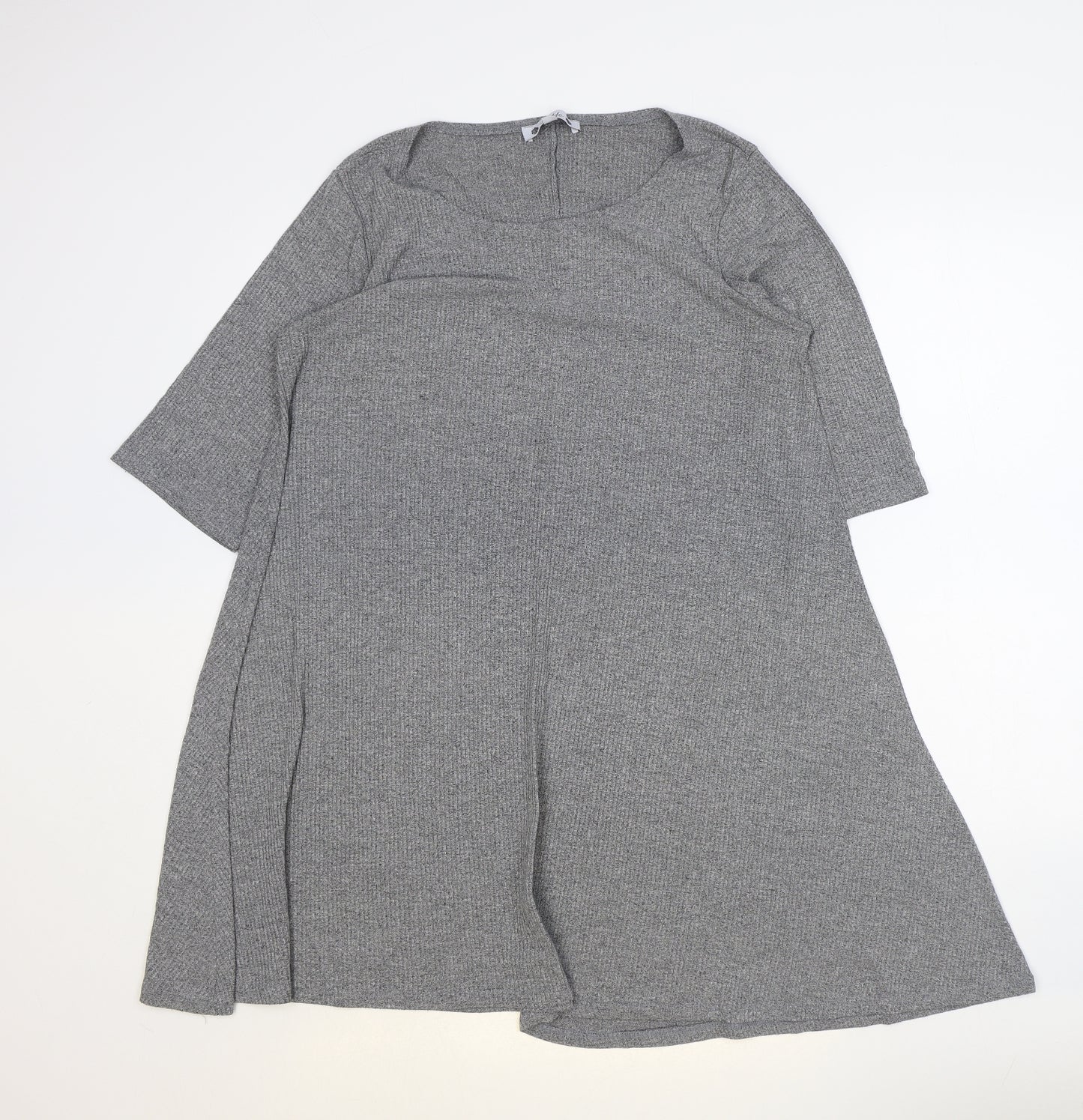 WILDE Womens Grey Polyester Jumper Dress Size L Boat Neck Pullover