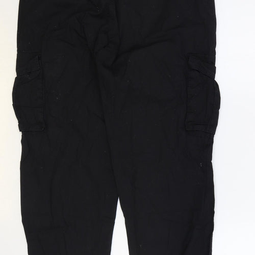 New Look Mens Black Cotton Cargo Trousers Size 30 in Regular Zip