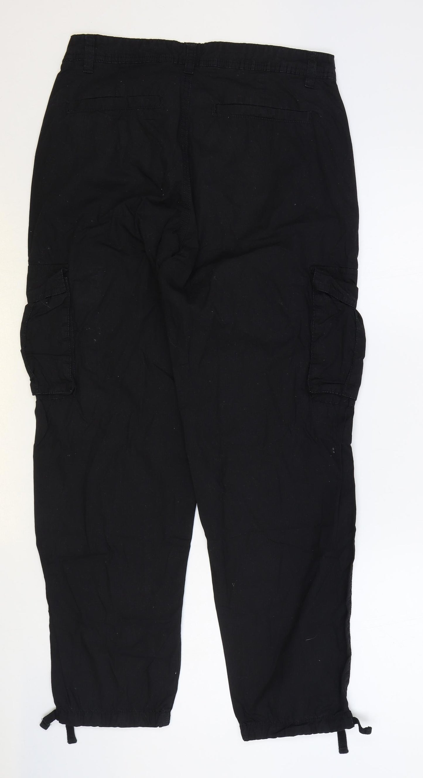 New Look Mens Black Cotton Cargo Trousers Size 30 in Regular Zip