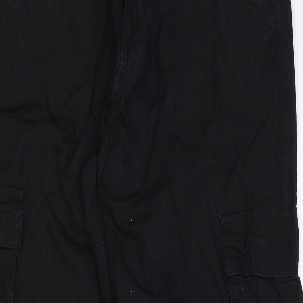 New Look Mens Black Cotton Cargo Trousers Size 30 in Regular Zip
