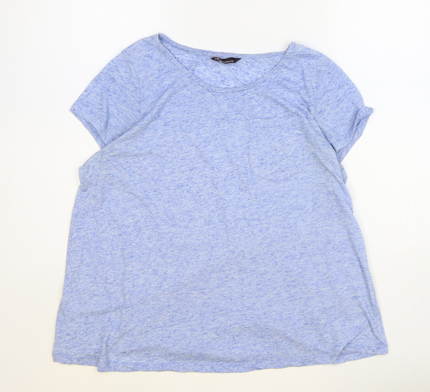 Feel Fabulous Womens Blue Polyester Basic T-Shirt Size 10 Scoop Neck