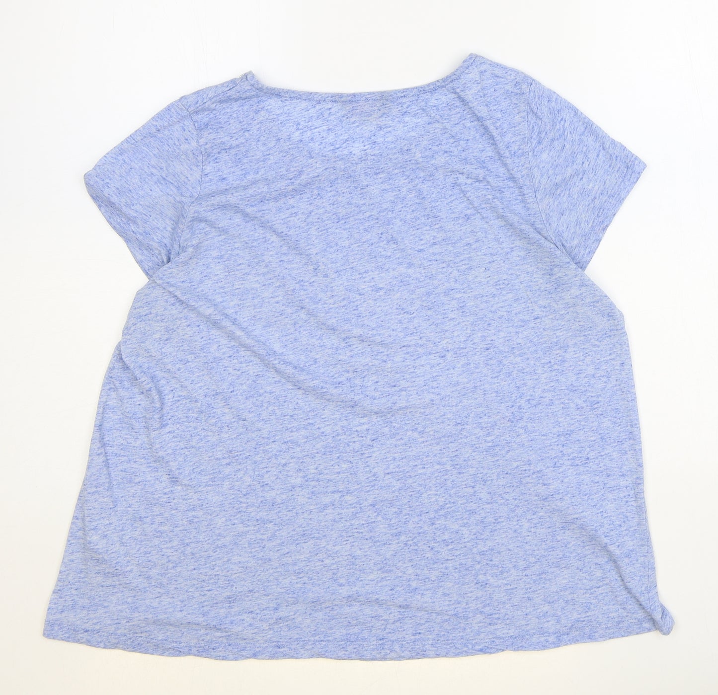Feel Fabulous Womens Blue Polyester Basic T-Shirt Size 10 Scoop Neck