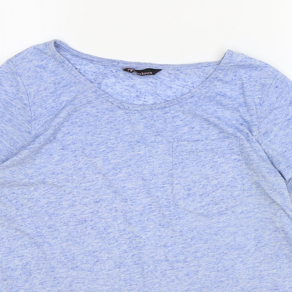 Feel Fabulous Womens Blue Polyester Basic T-Shirt Size 10 Scoop Neck