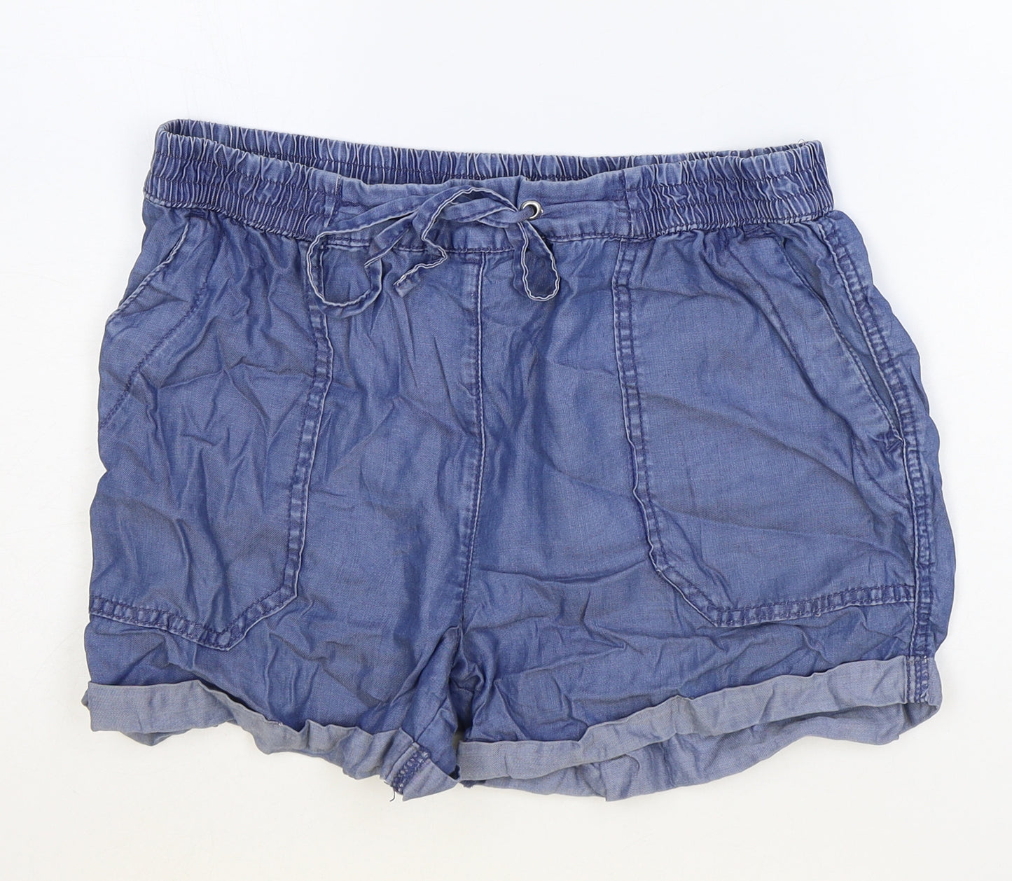 George Womens Blue Lyocell Basic Shorts Size 12 Regular Pull On