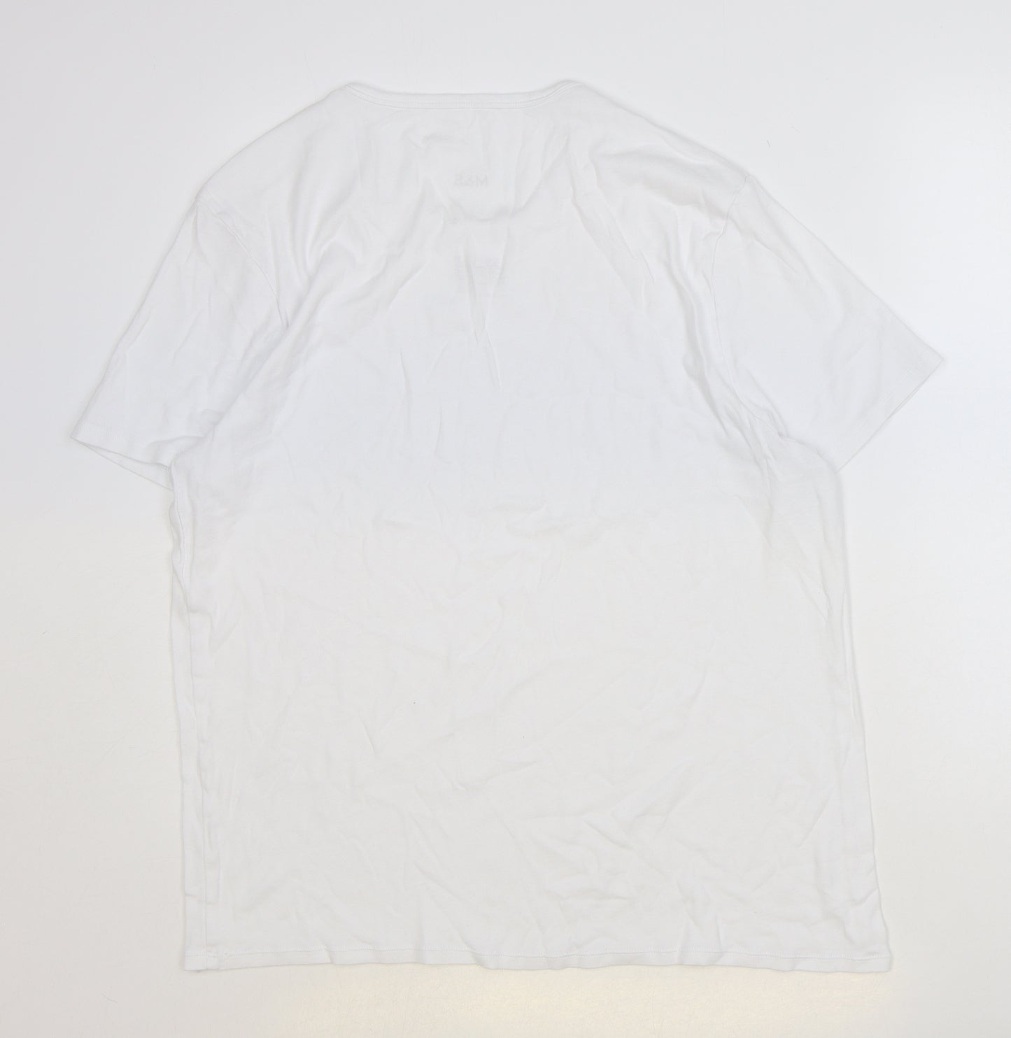 Marks and Spencer Mens White Cotton T-Shirt Size 2XL Round Neck