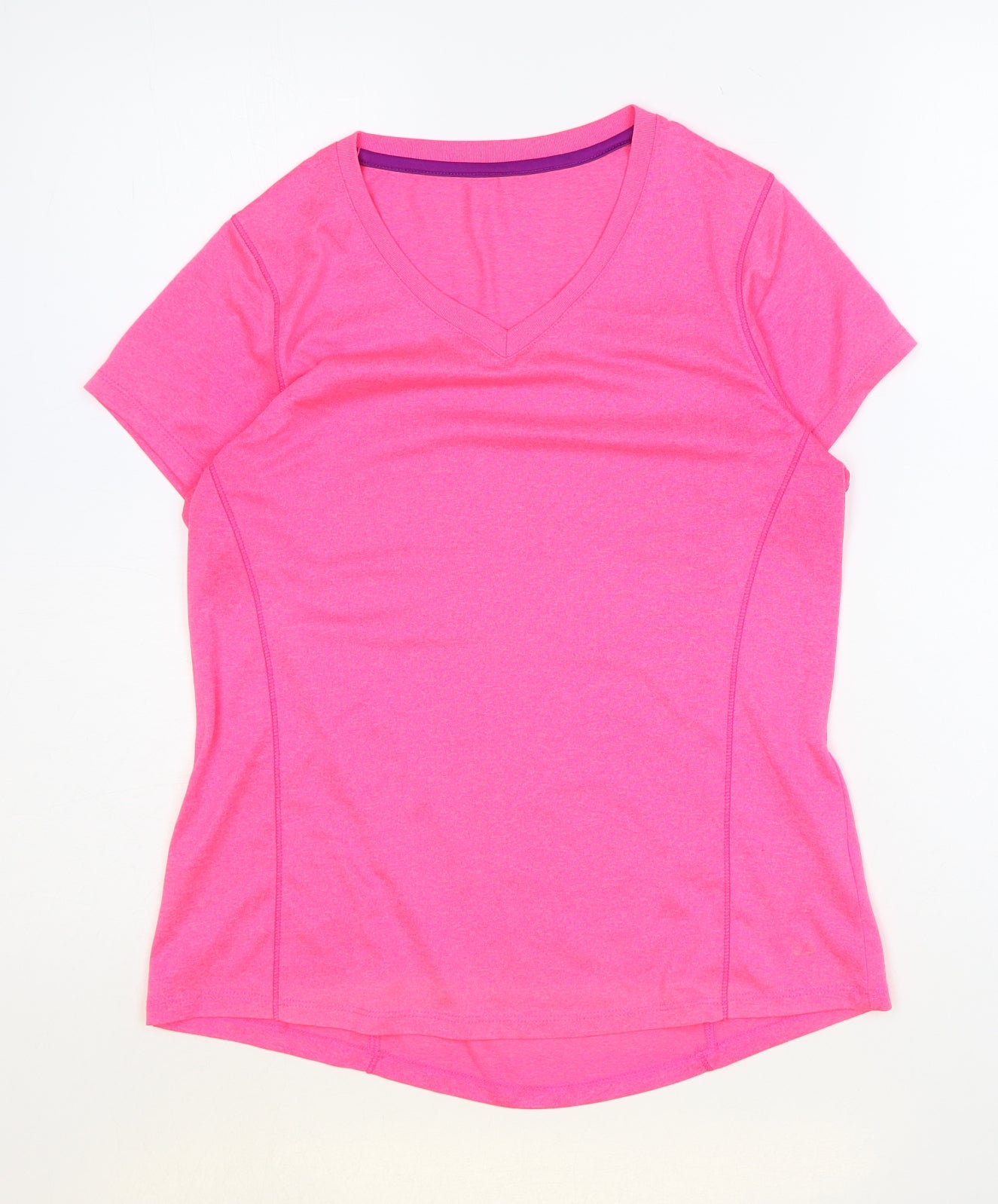 Preworn Womens Pink Polyester Basic T-Shirt Size S Round Neck
