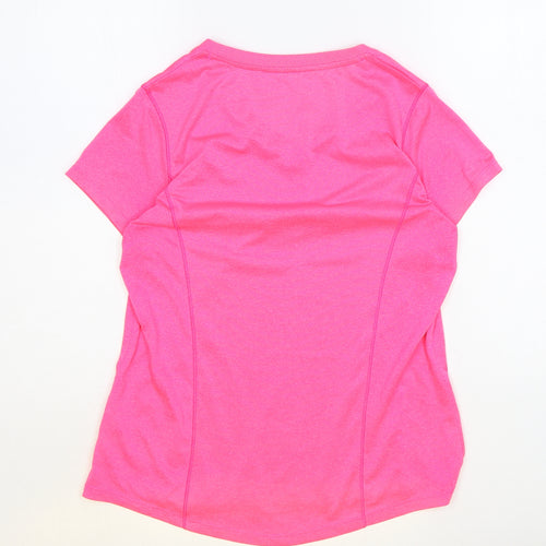 Preworn Womens Pink Polyester Basic T-Shirt Size S Round Neck