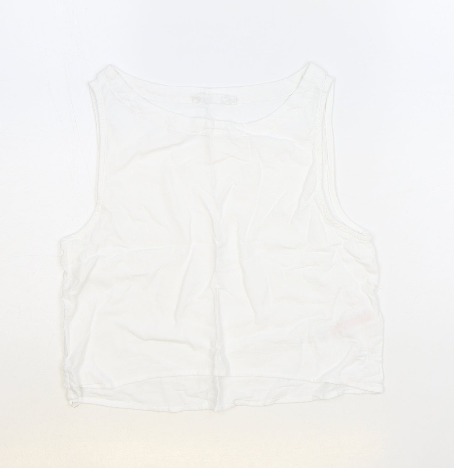 Primark Womens White Viscose Cropped Tank Size 6 Round Neck