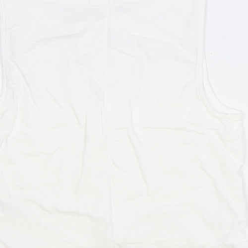 Primark Womens White Viscose Cropped Tank Size 6 Round Neck