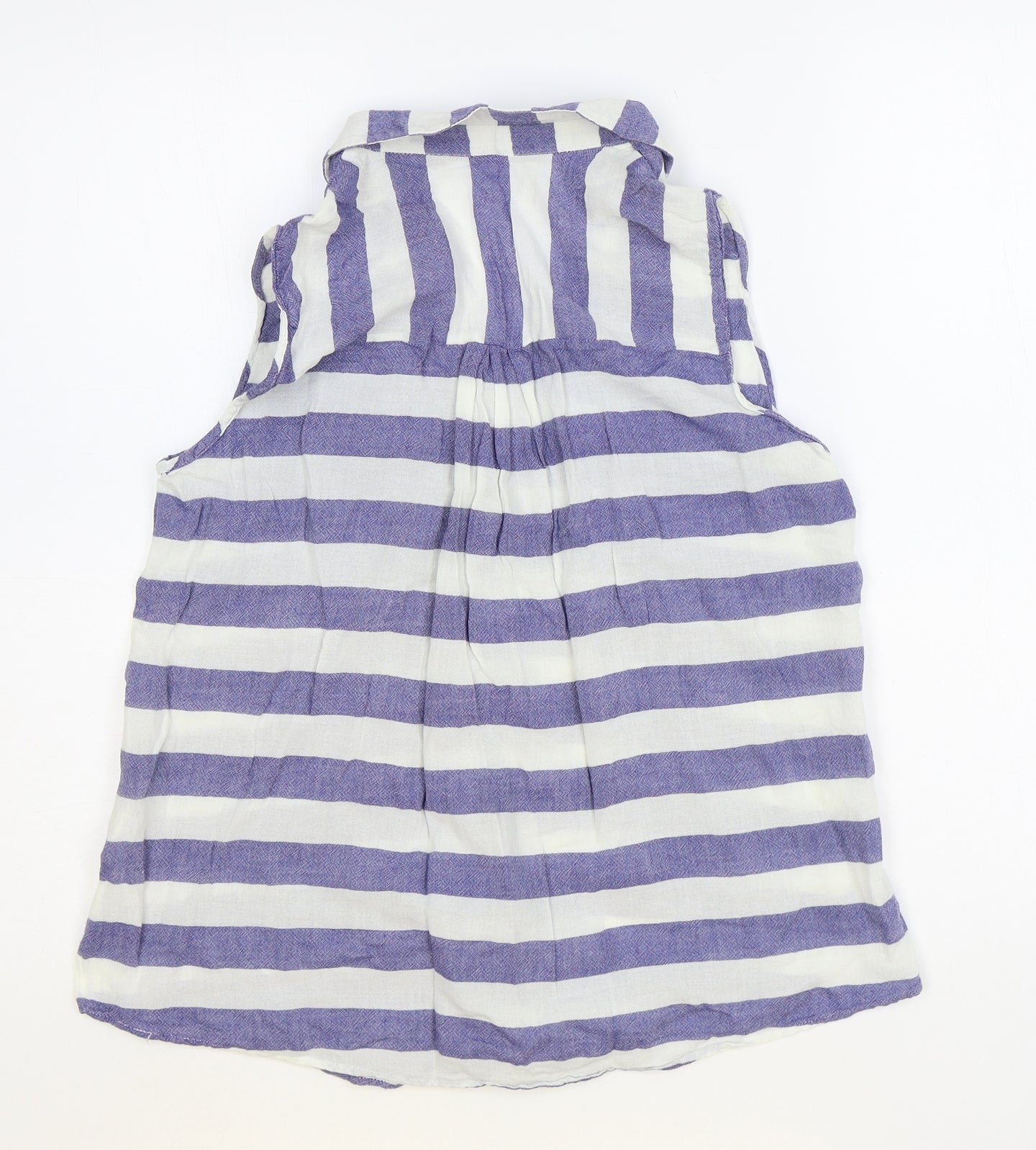 Zara Womens Blue Striped 100% Cotton Basic Button-Up Size XS Collared