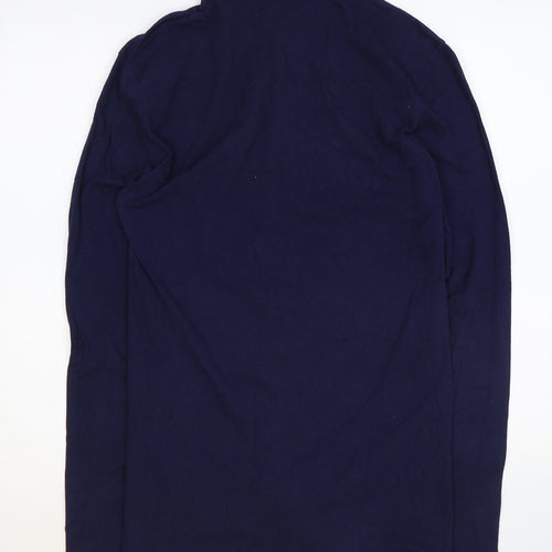 Boohoo Mens Blue Cotton Button-Up Size M Round Neck Button