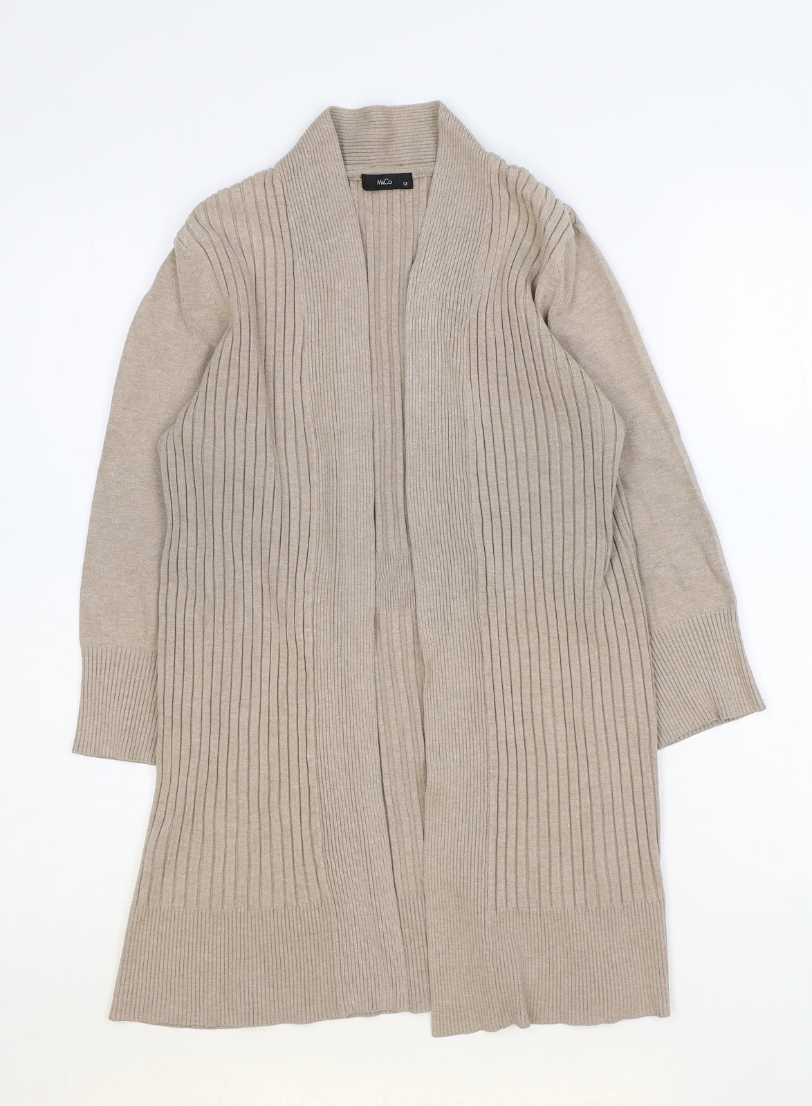 M&Co Womens Brown V-Neck Polyester Cardigan Jumper Size 12