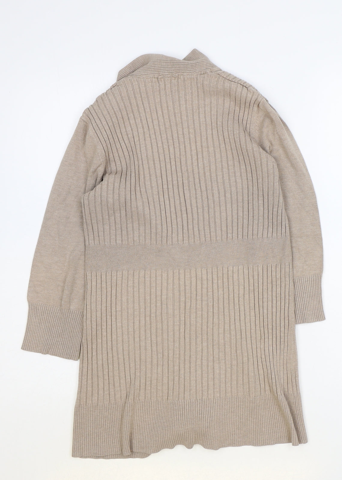 M&Co Womens Brown V-Neck Polyester Cardigan Jumper Size 12