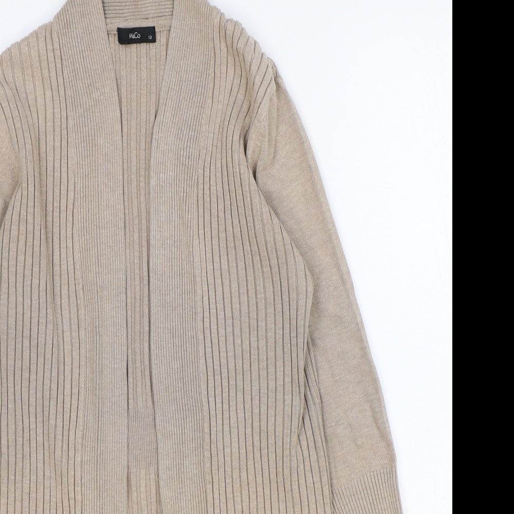 M&Co Womens Brown V-Neck Polyester Cardigan Jumper Size 12
