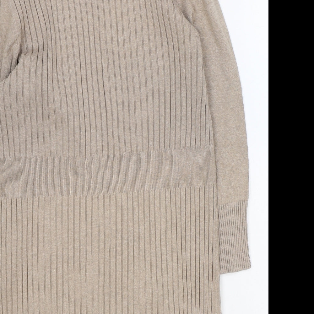 M&Co Womens Brown V-Neck Polyester Cardigan Jumper Size 12