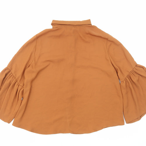 Love Womens Brown Polyester Basic Button-Up Size M Collared