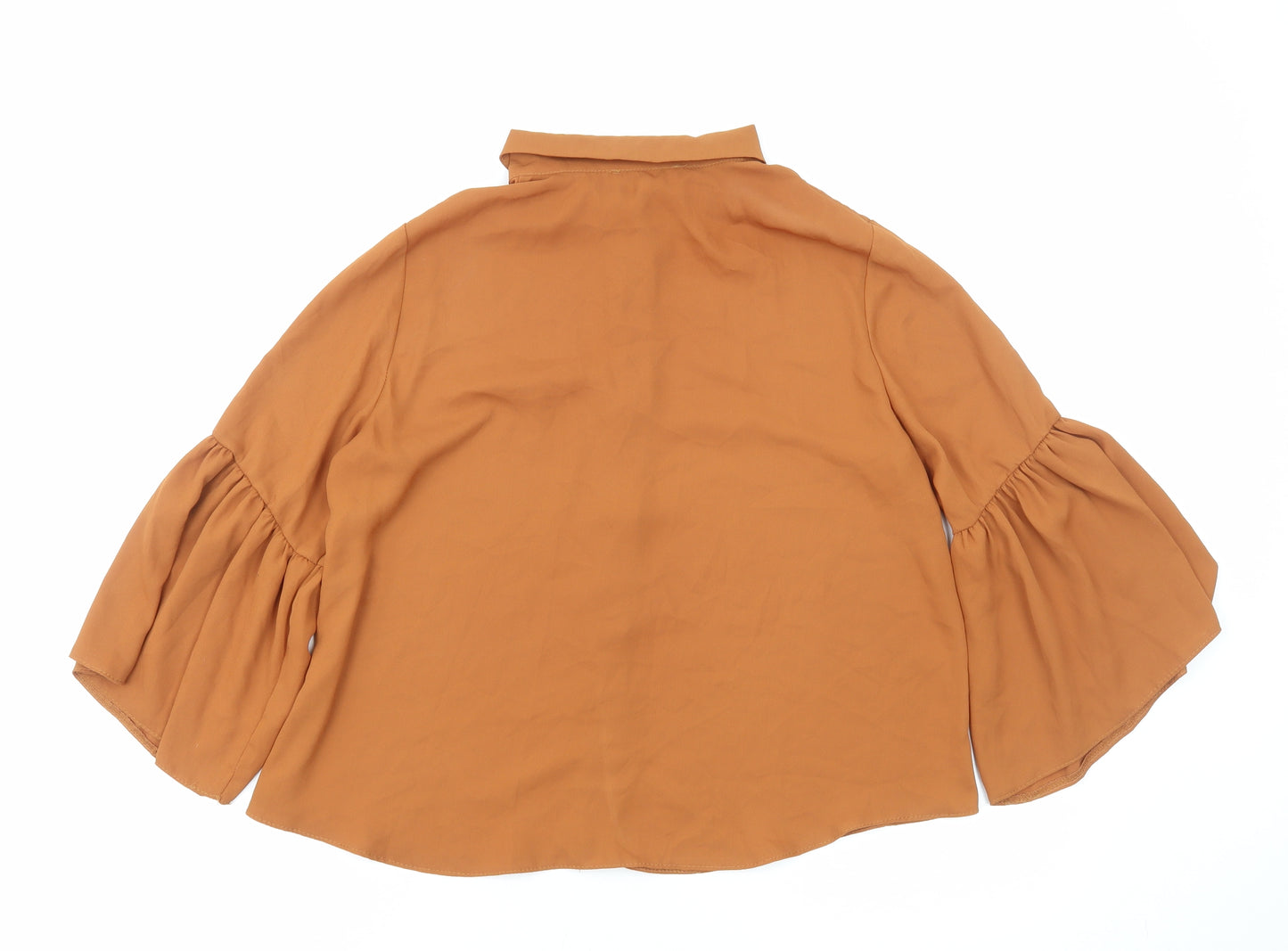 Love Womens Brown Polyester Basic Button-Up Size M Collared