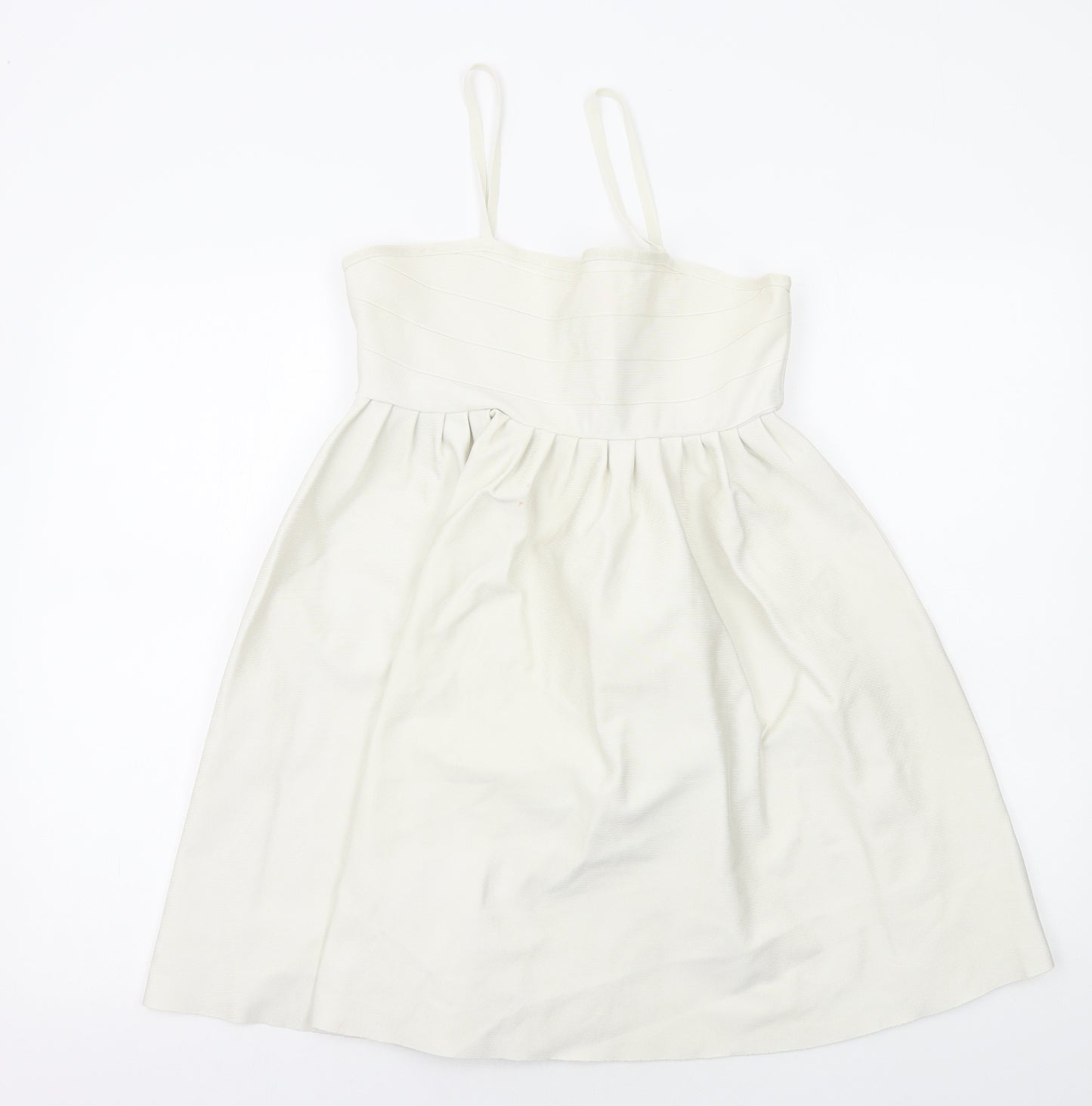 Missguided Womens White Polyester Tank Dress Size 12 Square Neck Zip