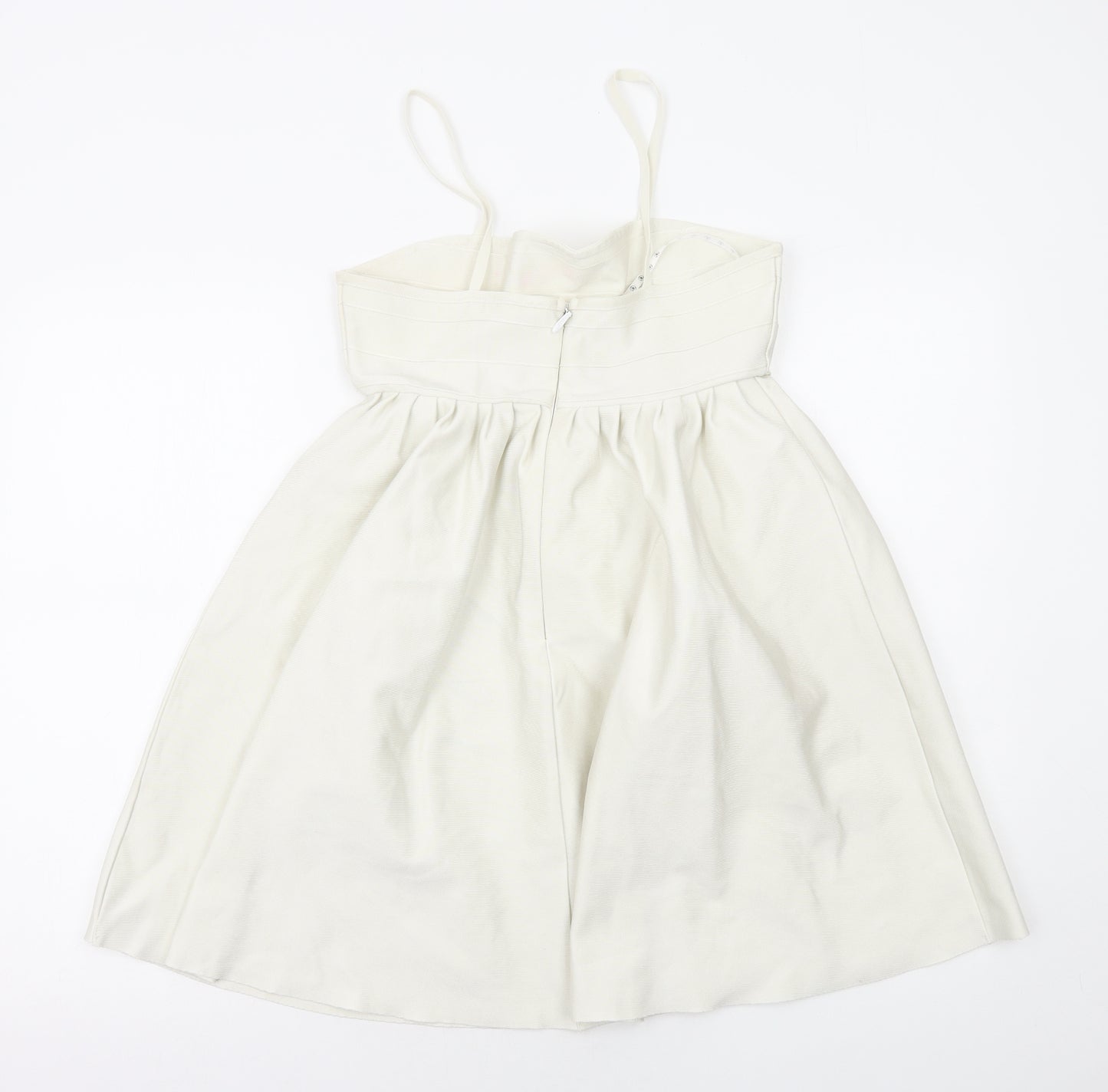 Missguided Womens White Polyester Tank Dress Size 12 Square Neck Zip