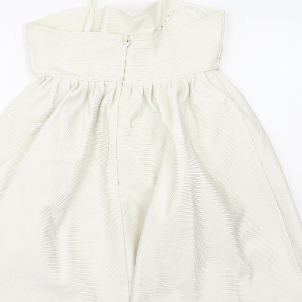 Missguided Womens White Polyester Tank Dress Size 12 Square Neck Zip