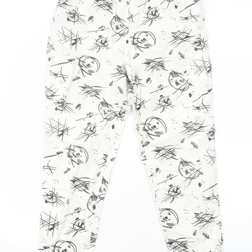 Preworn Womens White Geometric Cotton Jogger Trousers Size XS Regular
