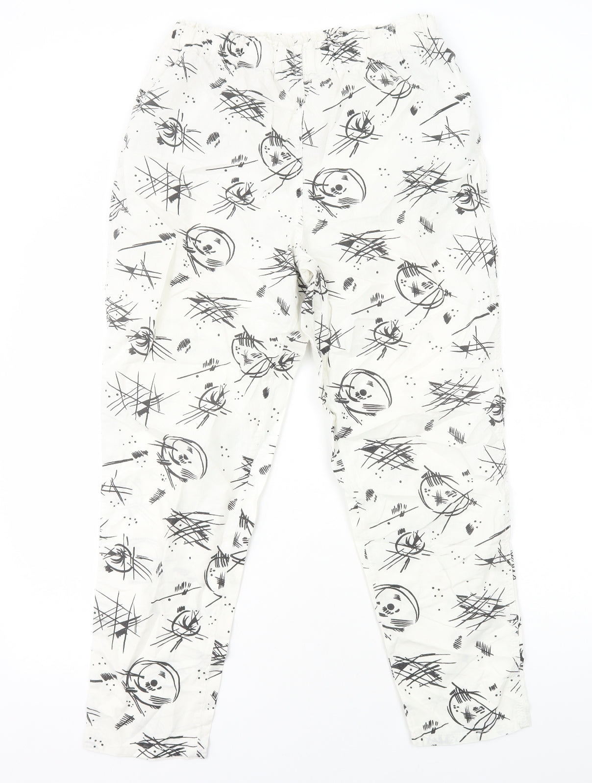 Preworn Womens White Geometric Cotton Jogger Trousers Size XS Regular