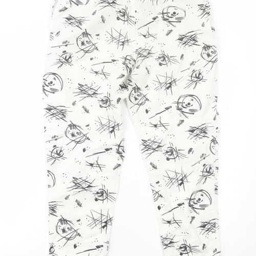 Preworn Womens White Geometric Cotton Jogger Trousers Size XS Regular