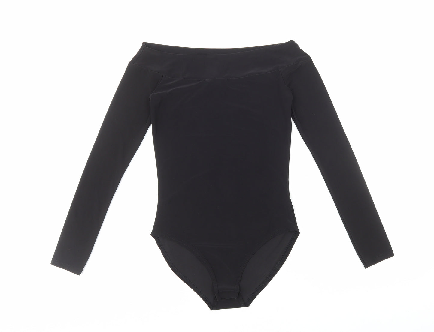 Boohoo Womens Black Polyester Bodysuit One-Piece Size 6 Snap
