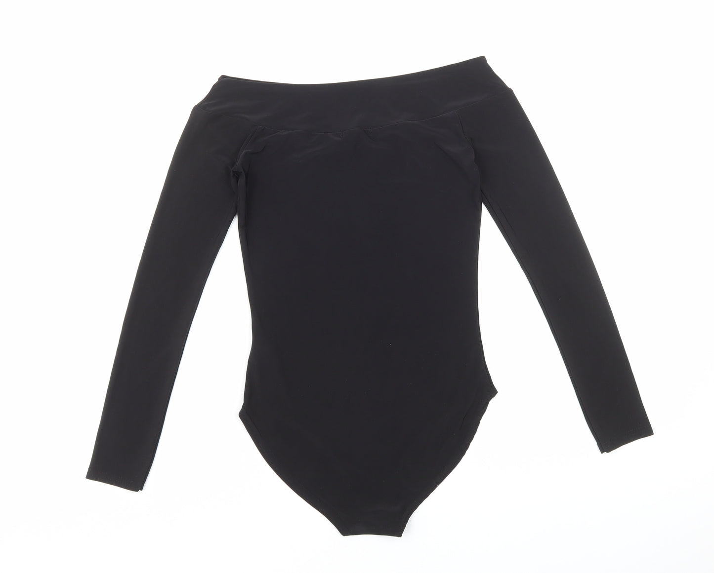 Boohoo Womens Black Polyester Bodysuit One-Piece Size 6 Snap