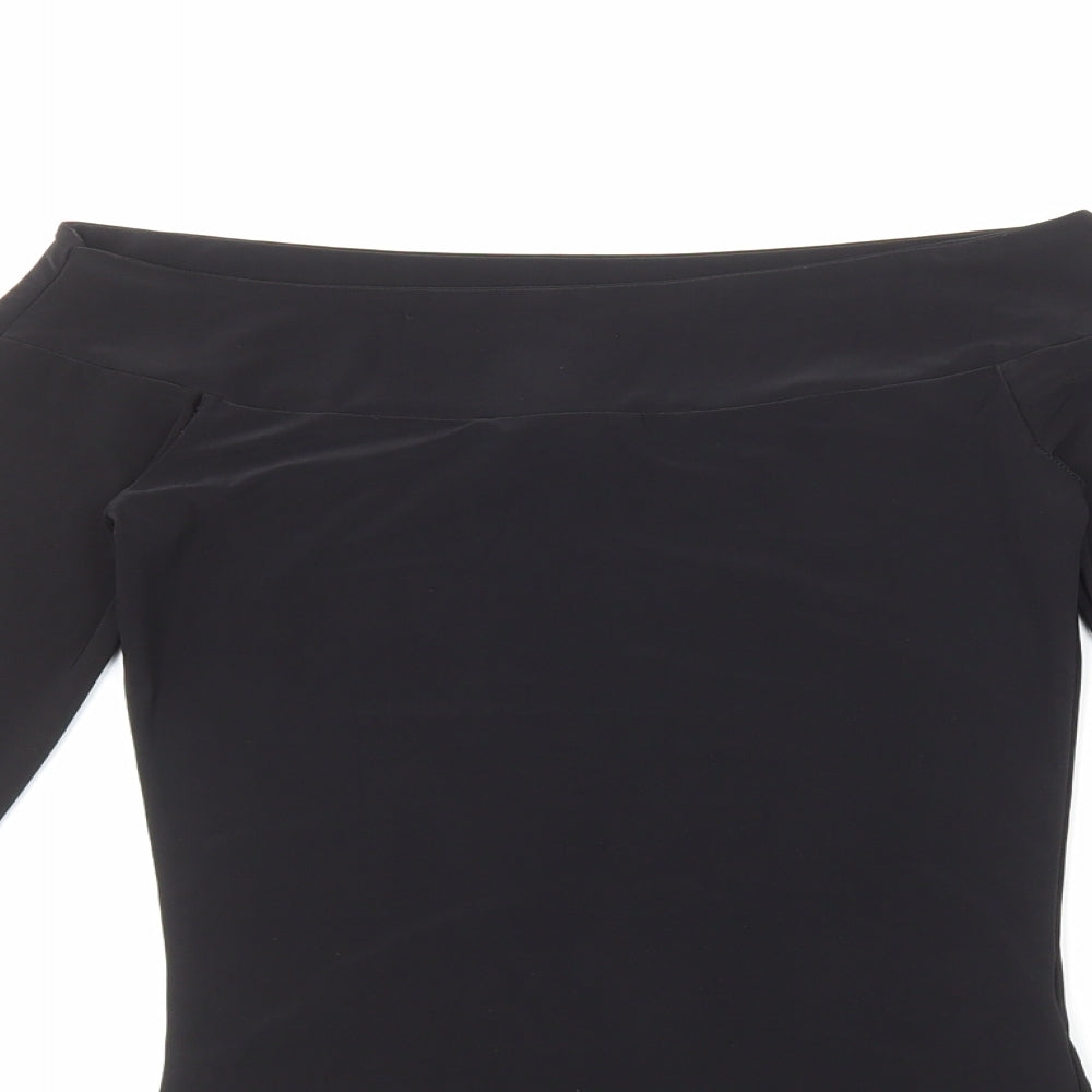 Boohoo Womens Black Polyester Bodysuit One-Piece Size 6 Snap