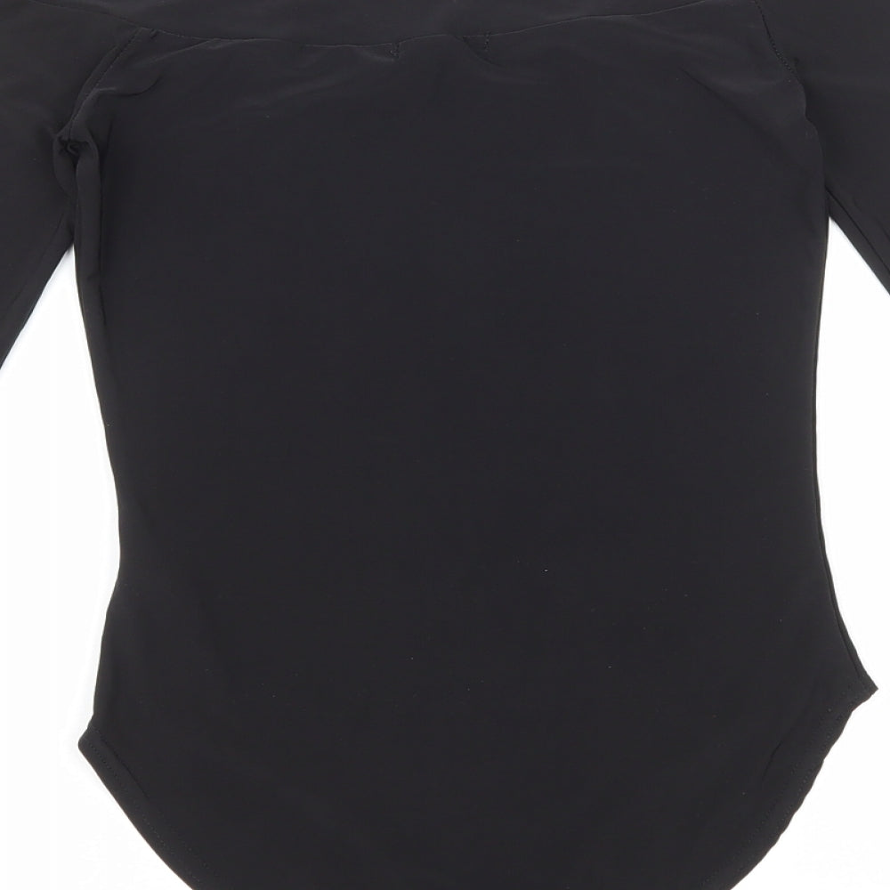 Boohoo Womens Black Polyester Bodysuit One-Piece Size 6 Snap