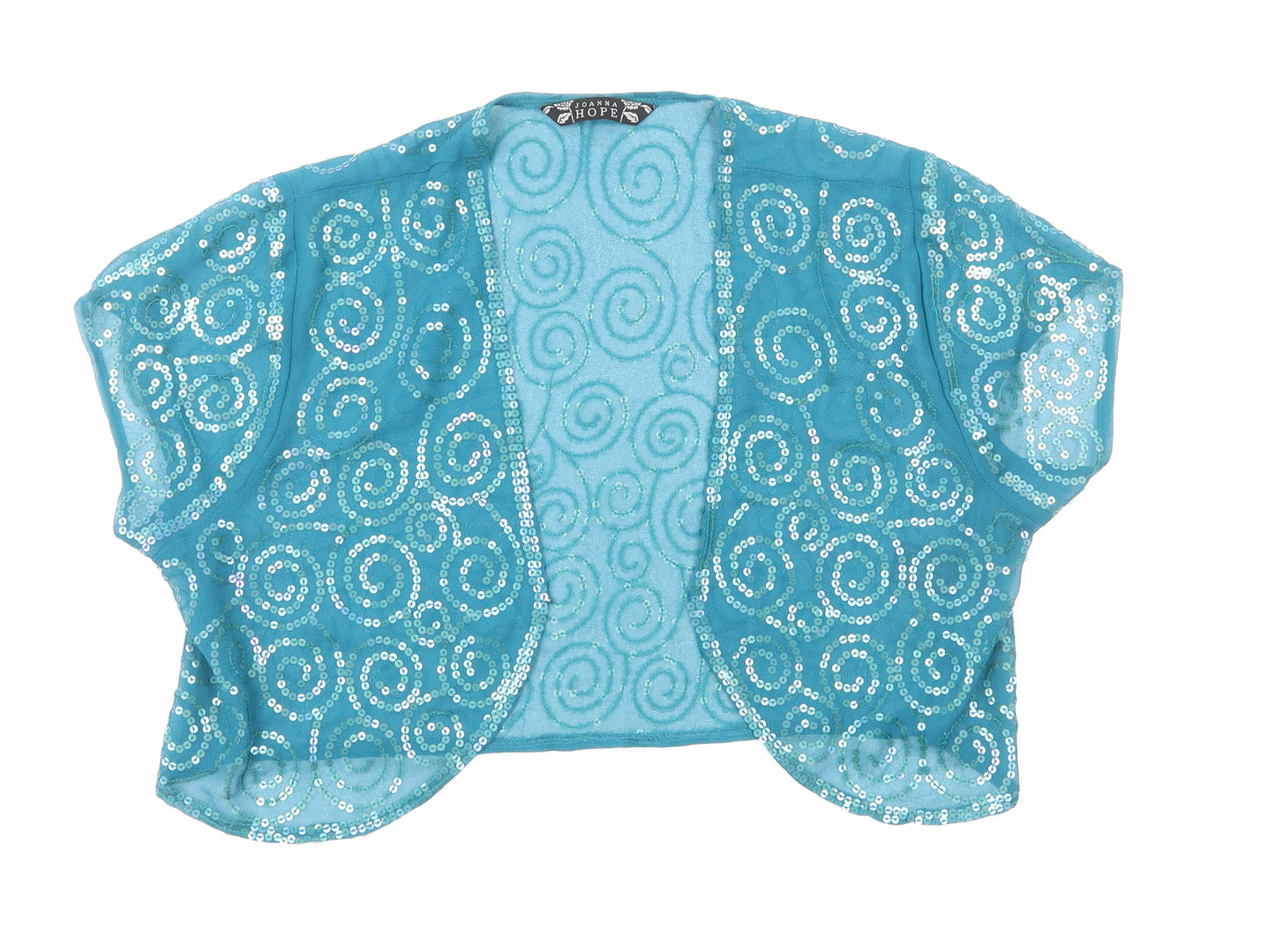 Joanna Hope Womens Blue Geometric Jacket Blazer Size 16 Hook & Eye