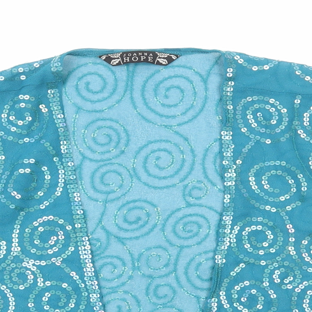 Joanna Hope Womens Blue Geometric Jacket Blazer Size 16 Hook & Eye