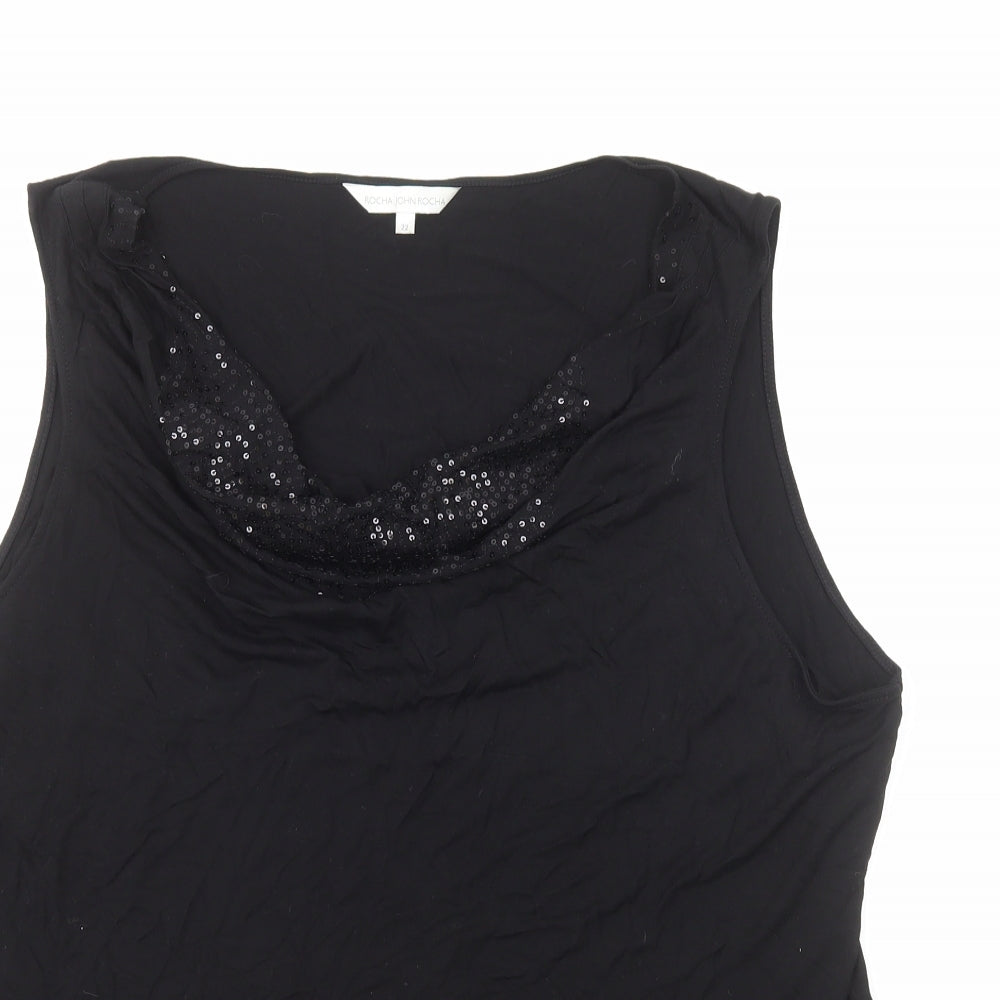 RJR.John Rocha Womens Black Viscose Basic Tank Size 22 Cowl Neck
