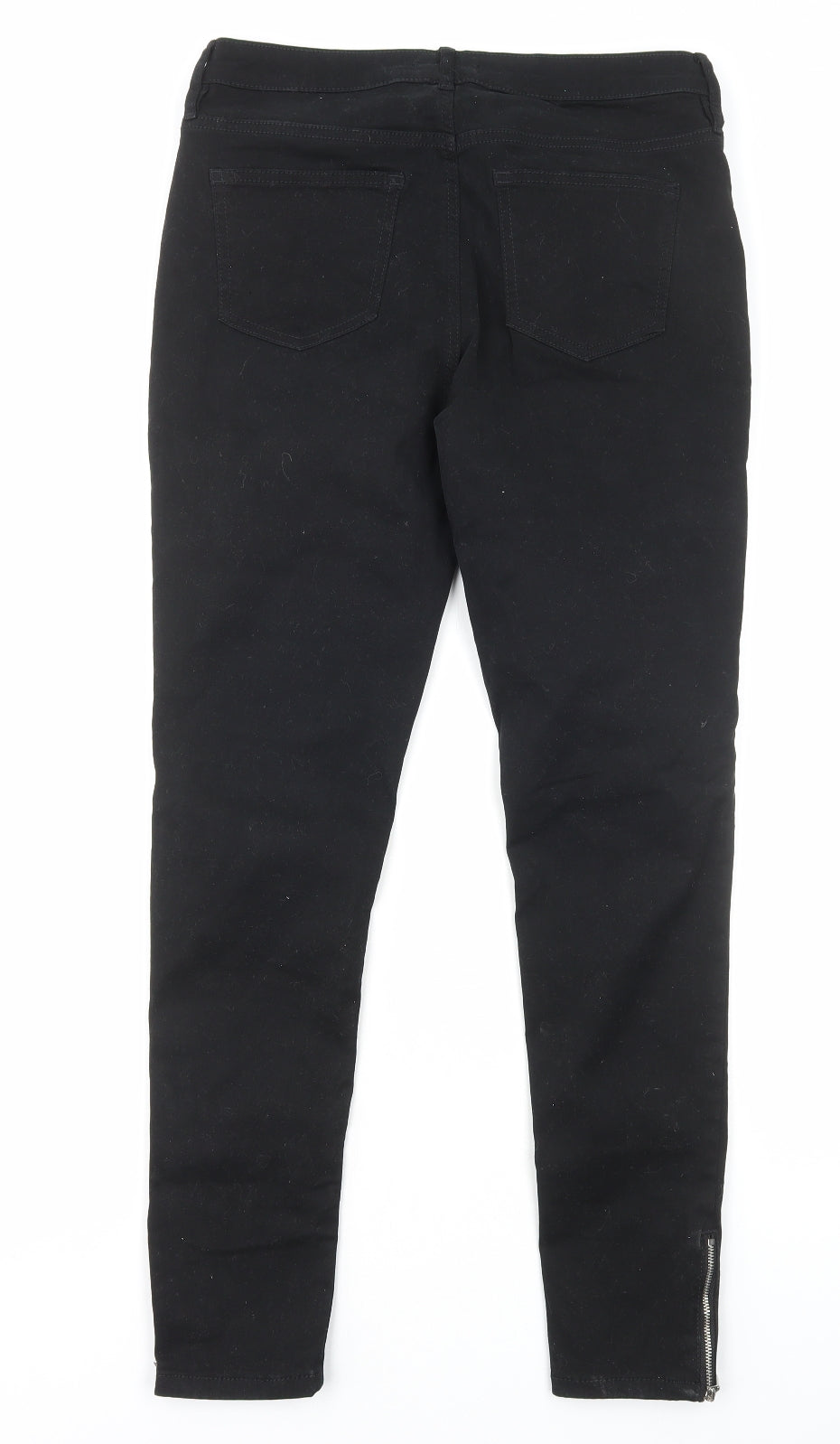 F&F Womens Black Cotton Skinny Jeans Size 12 Regular Zip