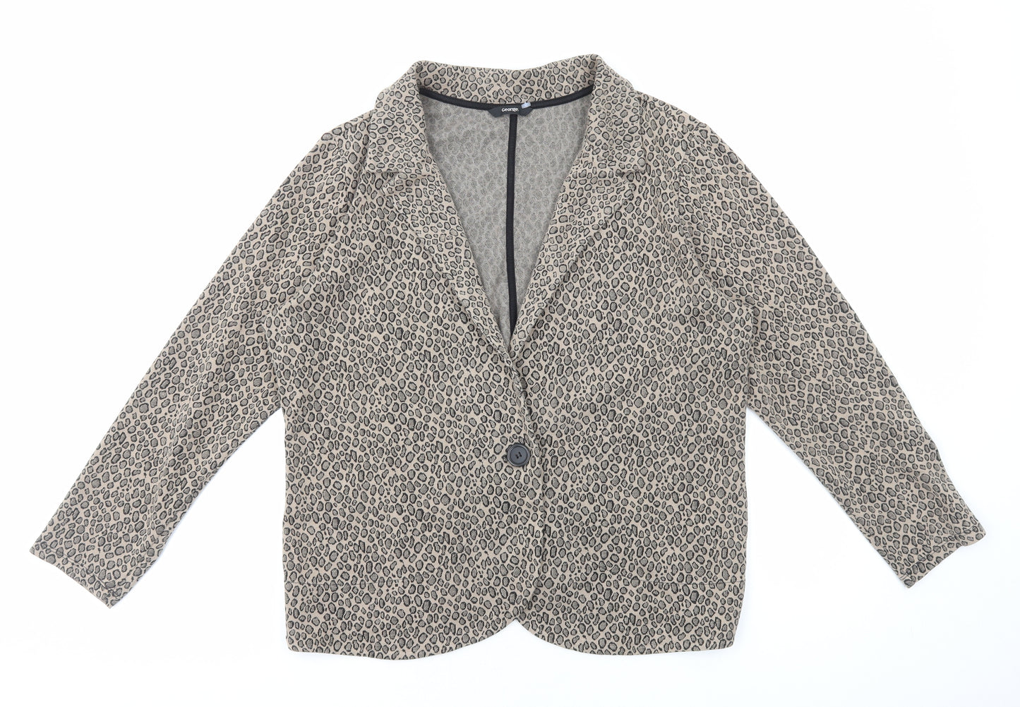 George Womens Brown Animal Print Jacket Blazer Size 18 Button