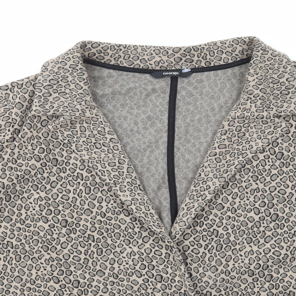 George Womens Brown Animal Print Jacket Blazer Size 18 Button