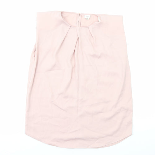 River Island Womens Pink Polyester Basic Blouse Size 8 Round Neck - Pleat Detail