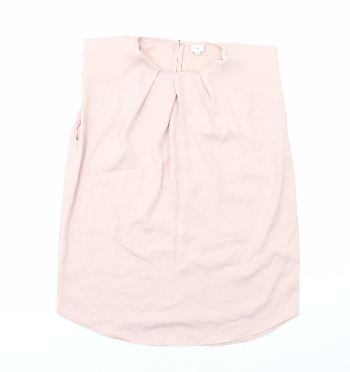 River Island Womens Pink Polyester Basic Blouse Size 8 Round Neck - Pleat Detail