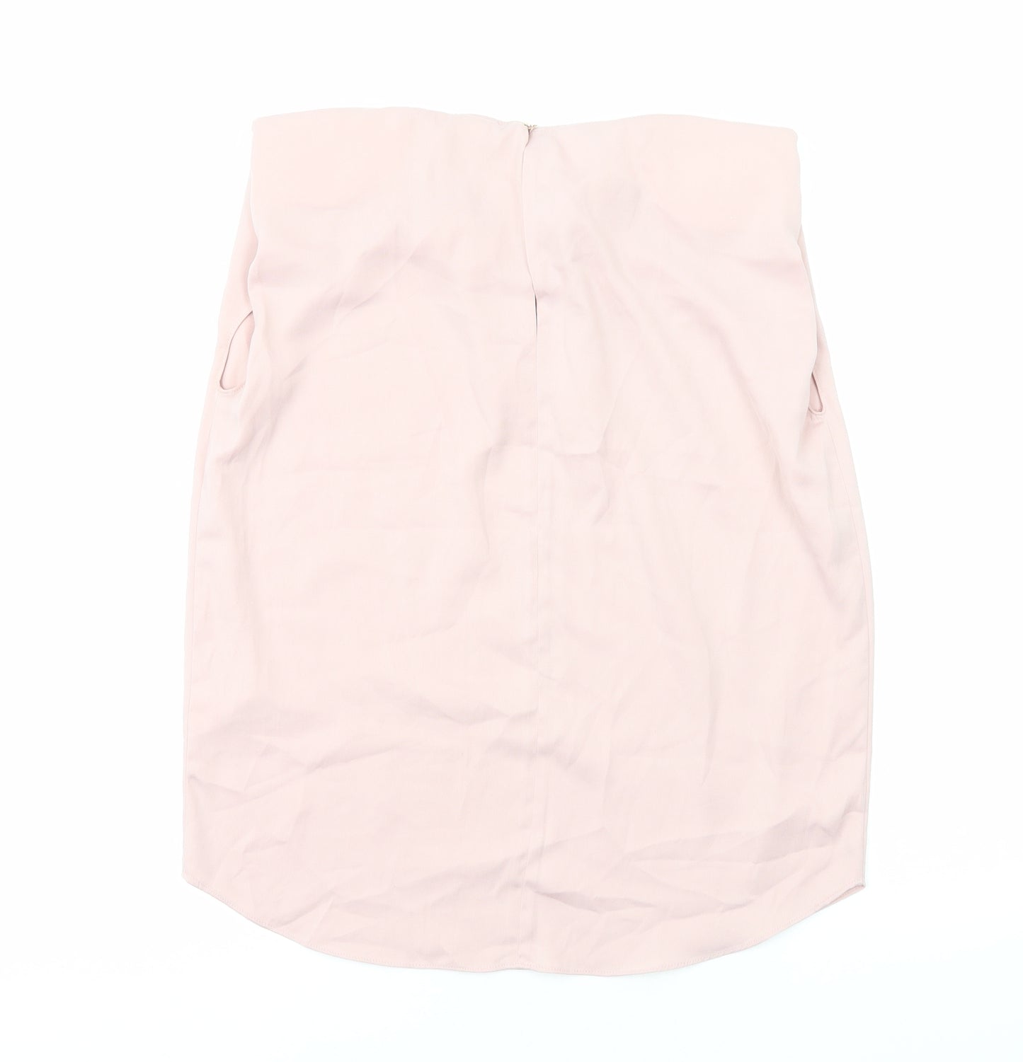 River Island Womens Pink Polyester Basic Blouse Size 8 Round Neck - Pleat Detail