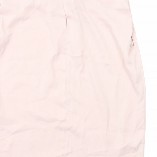 River Island Womens Pink Polyester Basic Blouse Size 8 Round Neck - Pleat Detail