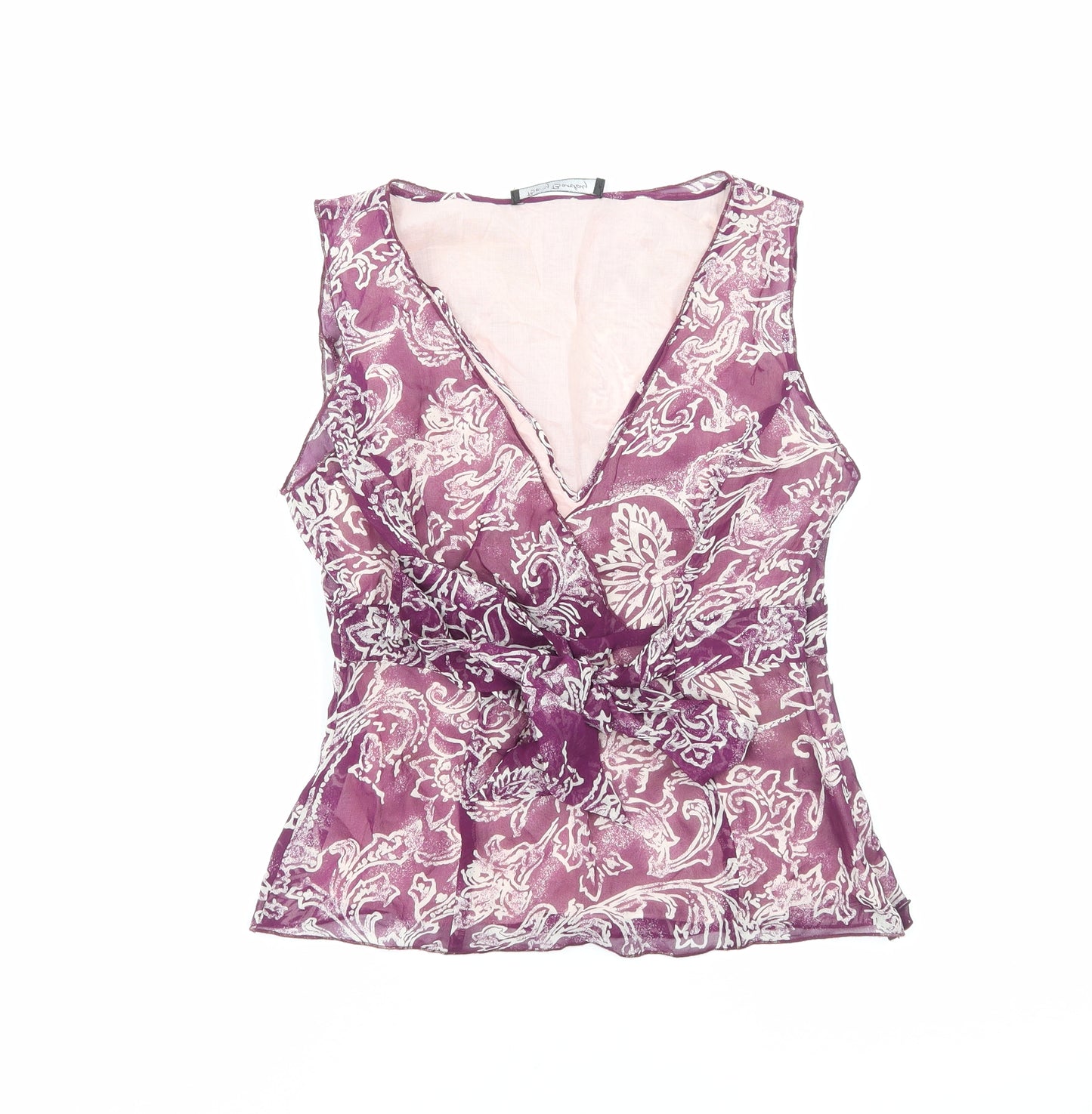 Betty Barclay Womens Purple Geometric Polyester Basic Tank Size 10 V-Neck