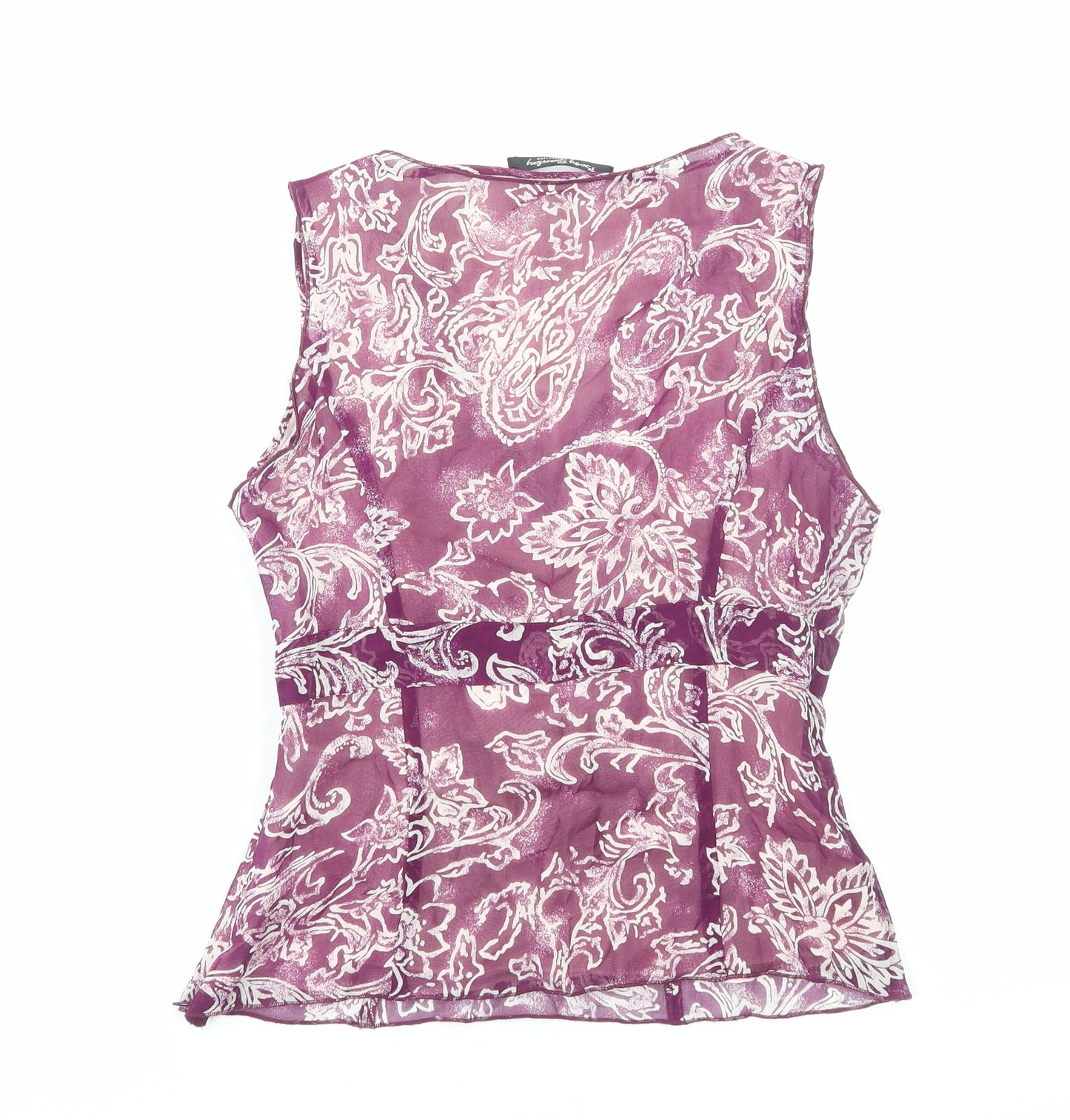Betty Barclay Womens Purple Geometric Polyester Basic Tank Size 10 V-Neck