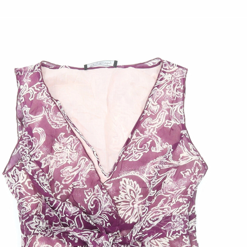 Betty Barclay Womens Purple Geometric Polyester Basic Tank Size 10 V-Neck