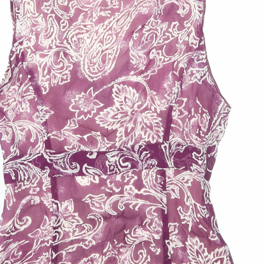 Betty Barclay Womens Purple Geometric Polyester Basic Tank Size 10 V-Neck