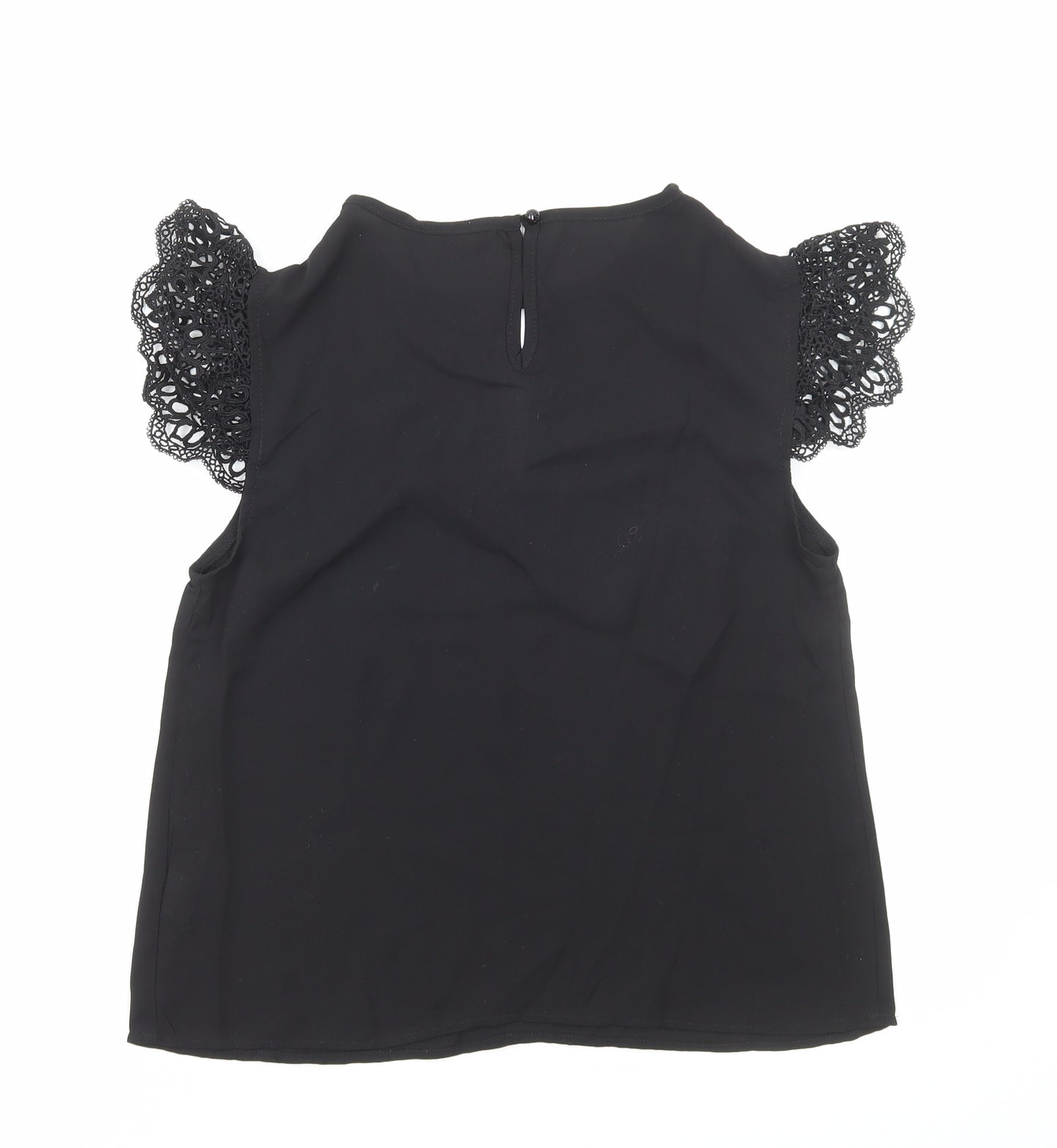 Preworn Womens Black Polyester Basic T-Shirt Size S Round Neck